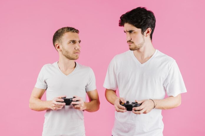 gloomy-men-with-joysticks-looking-each-other